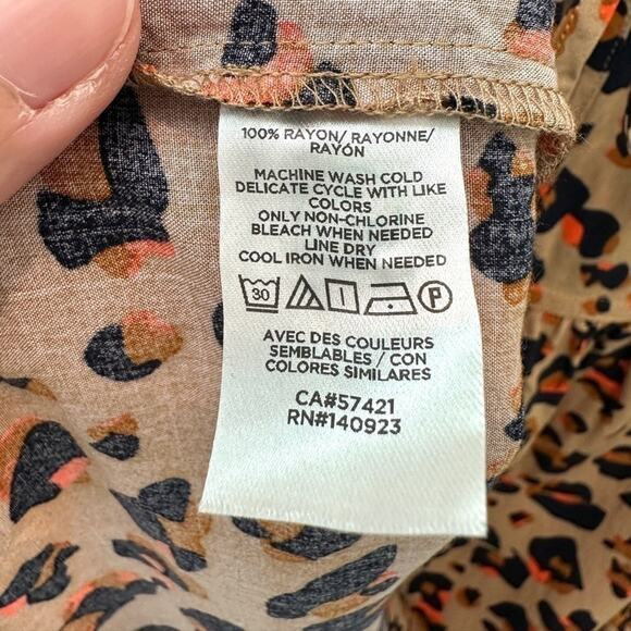 LOFT OUTLET | Cheetah Animal Print Blouse Long Sleeve Boho Peasant Top | Large - Picture 6 of 6